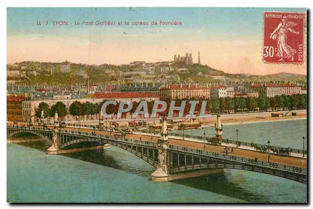 Lyon - Pont Galliéni und der Fourvière-Hügel — Verlag C. des Arts Photomécaniques, Schiltigheim - Vorderseite