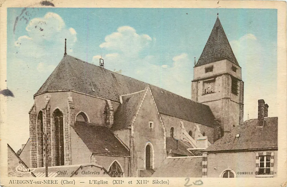 AUBIGNY-sur-NERE (Cher) — De Kerk (XIIe en XIIIe eeuw) — COMBIBIER (IMPR. CHÉRON) - Voorkant