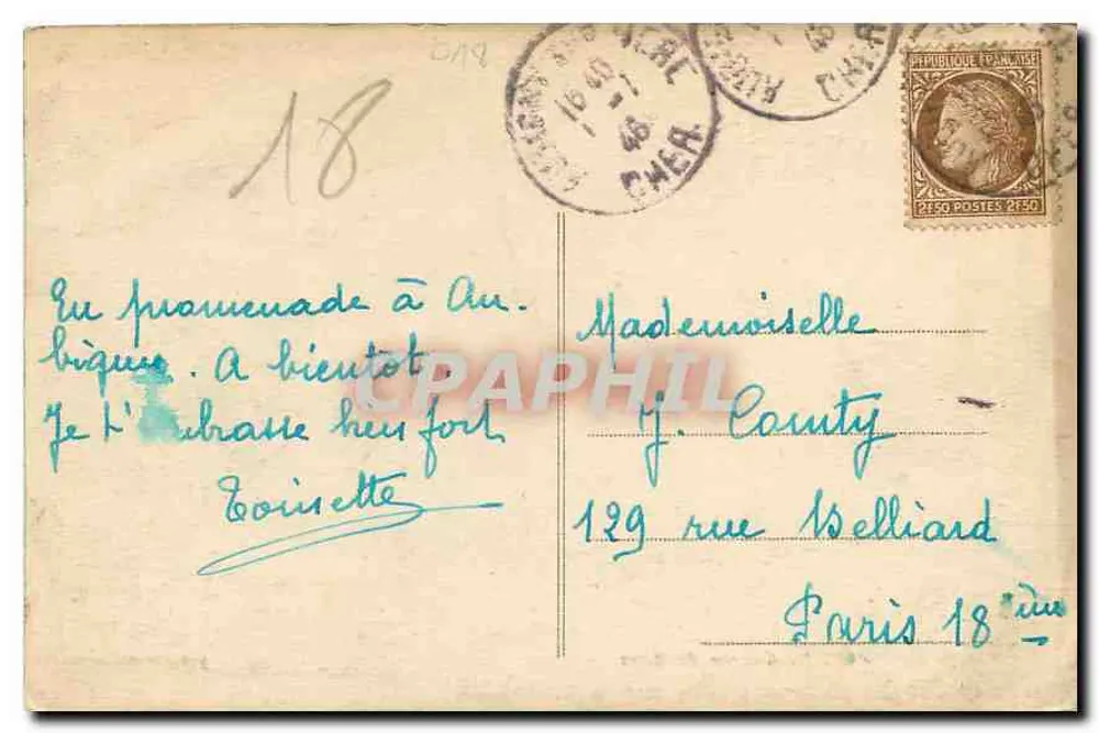 AUBIGNY-sur-NERE (Cher) — De Kerk (XIIe en XIIIe eeuw) — COMBIBIER (IMPR. CHÉRON) - Achterkant