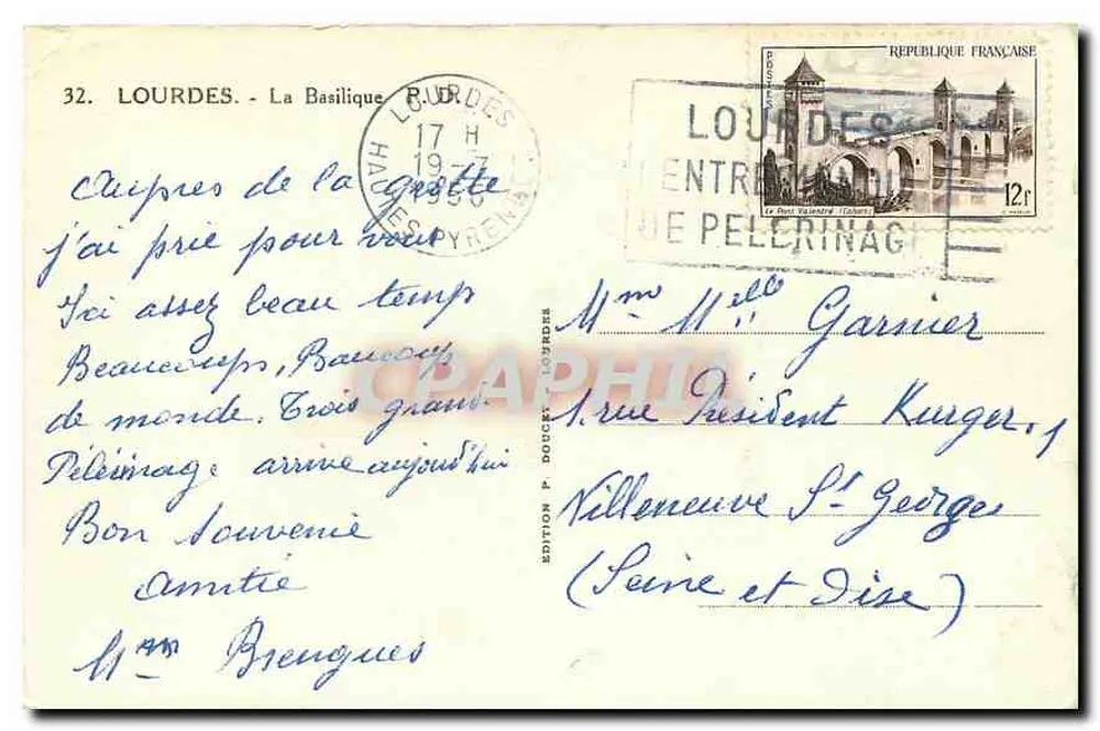 Lourdes — A Basílica — Edição P. Doucet, n°32 - Verso