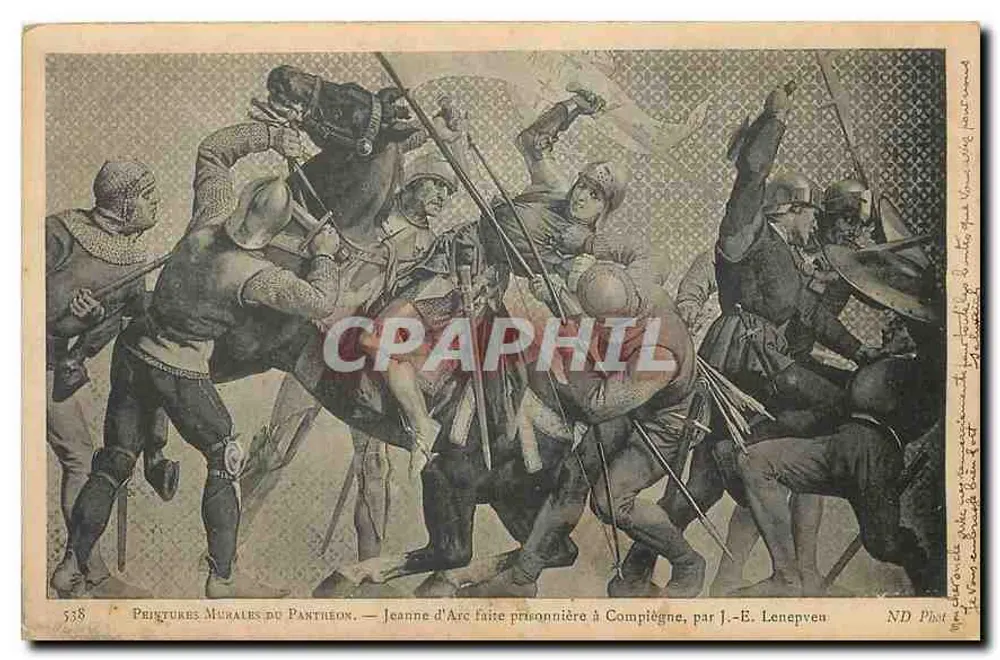 Jeanne d'Arc gefangen in Compiègne — Wandgemälde des Panthéons — von J.-E. Lenepveu - Vorderseite