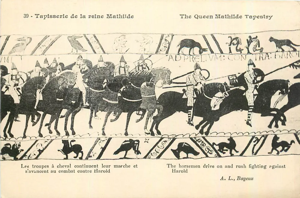 Tapisserie der Königin Mathilde — Schlachtenszene — A. L., Bayeux - Vorderseite