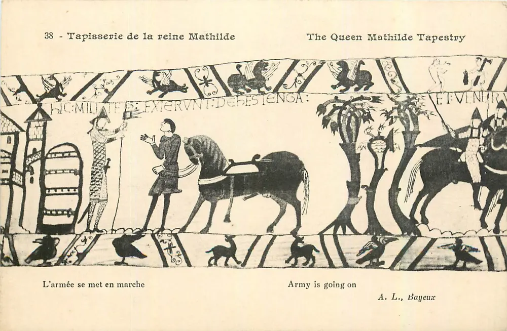 Wandteppich der Königin Mathilde — Szene 38: Das Heer marschiert — A. L., Bayeux - Vorderseite