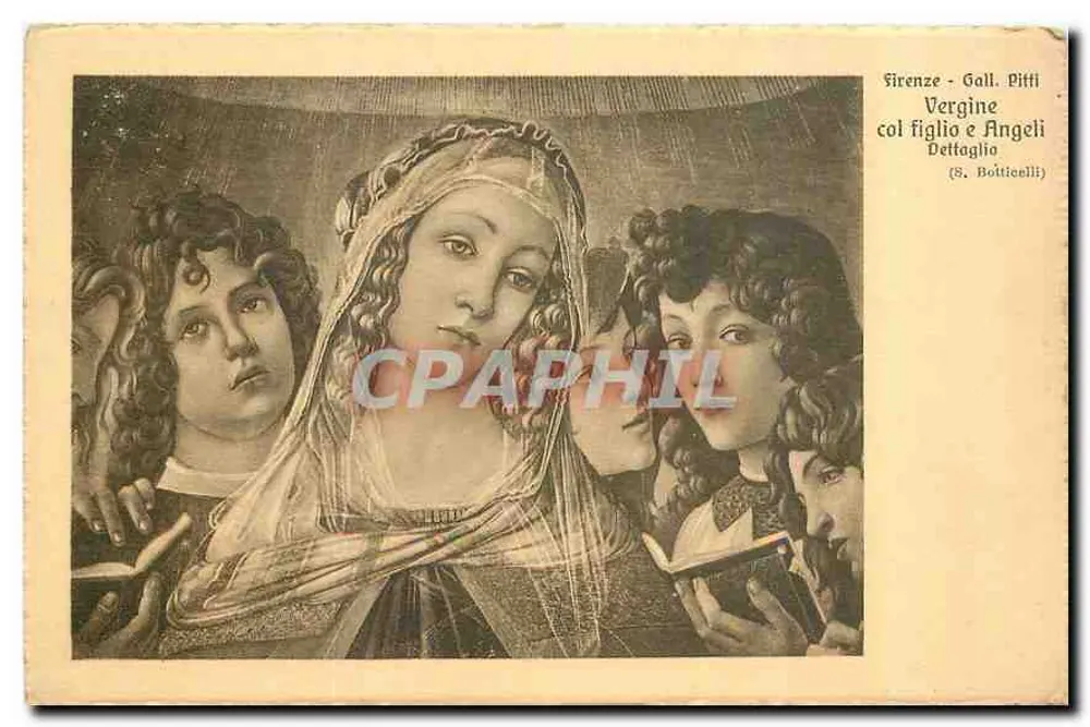 Maria mit Kind und Engeln - Detail der Madonna mit dem Kind und Engeln - Galerie Pitti, Florenz - (S. Botticelli) - Vorderseite