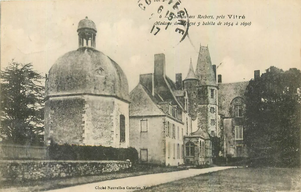 Castello di Rochers, vicino a Vitré — Madame de Vigné abita da 1654 a 1690 — Cliché Nouvelles Galeries, Vitré - Recto