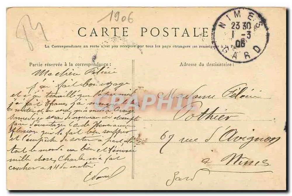 Avignon — Os Muros — Edições J. Brun e Cie Carpentras, n°23 - Verso