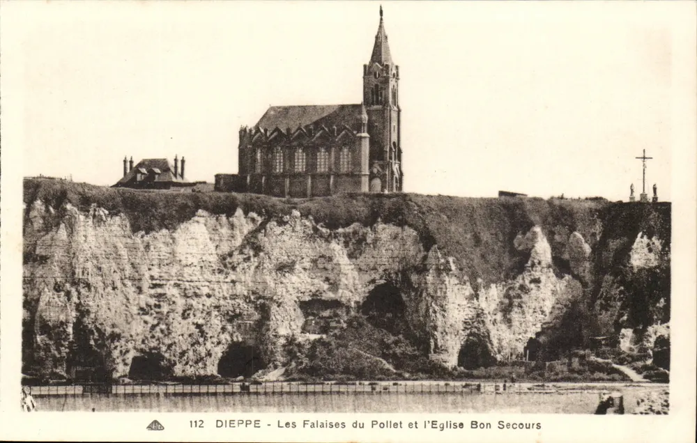 Dieppe — Die Klippen des Pollet und die Kirche Bon Secours — Verlag C. L. C. Nr. 112 - Vorderseite