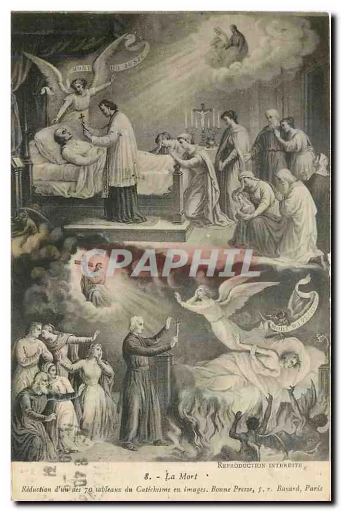 A Morte — Redução de um dos 70 quadros do Catéchismo em imagens — Bonne Presse, 5, rue Bayard, Paris - Frente
