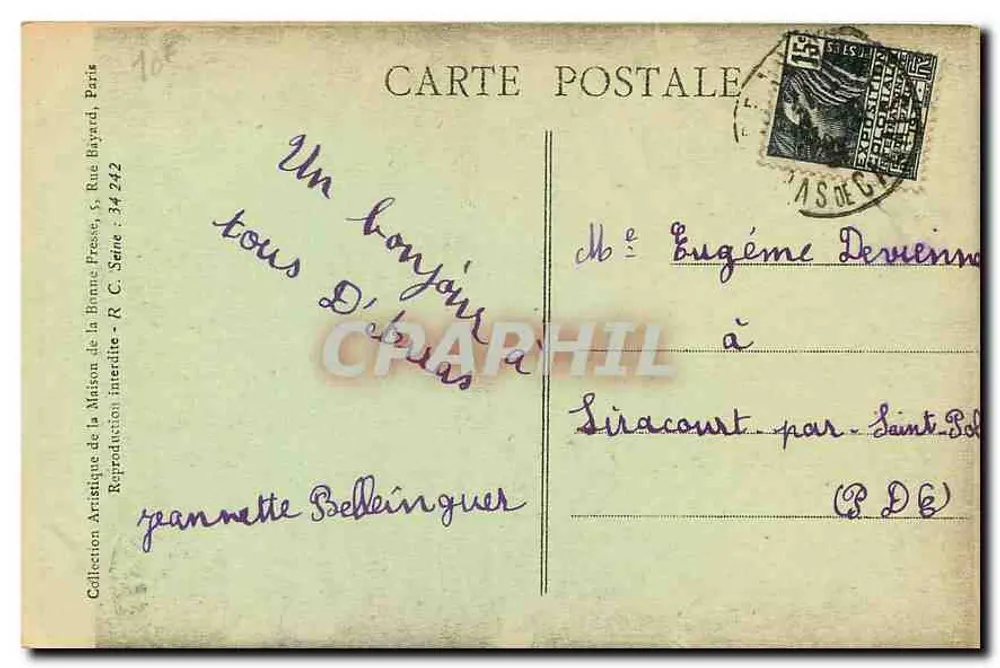 A Morte — Redução de um dos 70 quadros do Catéchismo em imagens — Bonne Presse, 5, rue Bayard, Paris - Verso