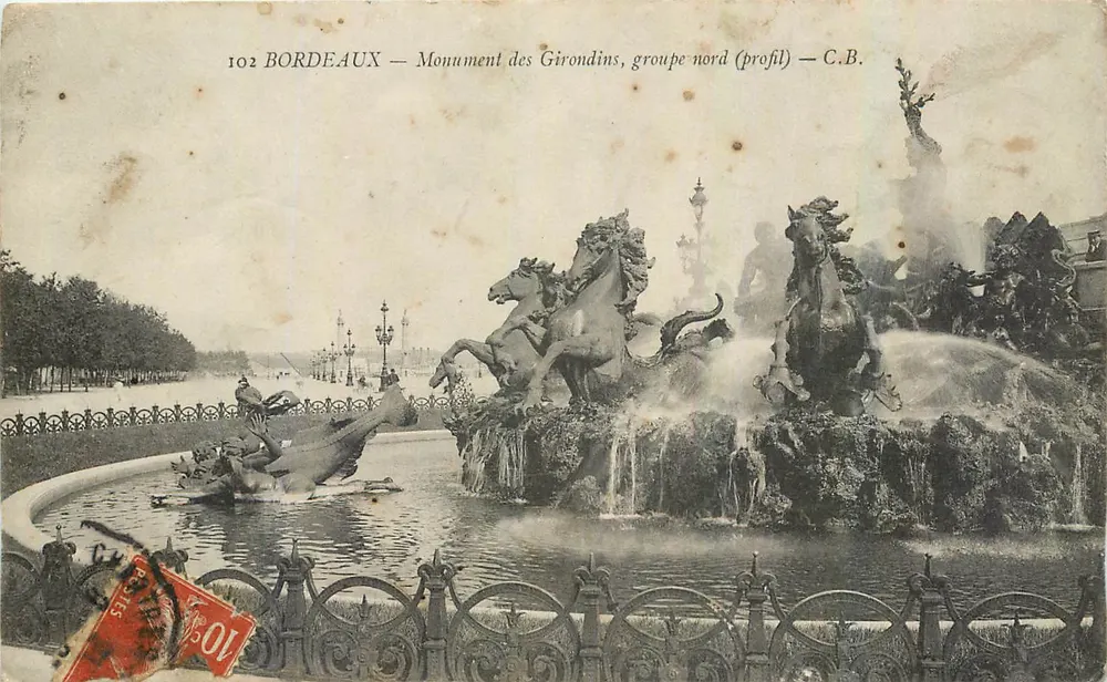 Bordeaux — Monument der Girondinen, nördlicher Teil (Profil) — C.B. - Vorderseite