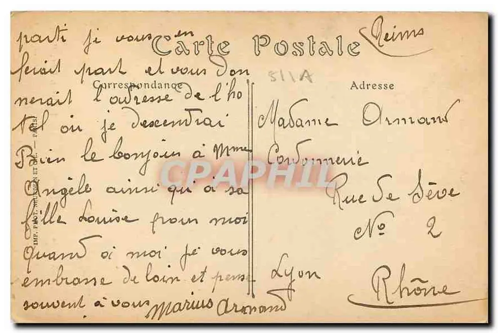 Catedral de Reims — bombardeio e incêndio — J. Matot, Edit., Reims - Verso