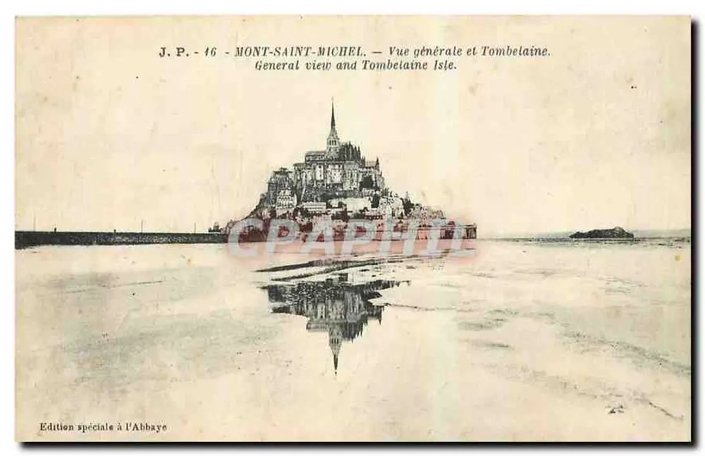 Mont-Saint-Michel — Allgemeiner Blick und Tombelaine — J.P. - 16 — Sonderausgabe in der Abtei - Vorderseite