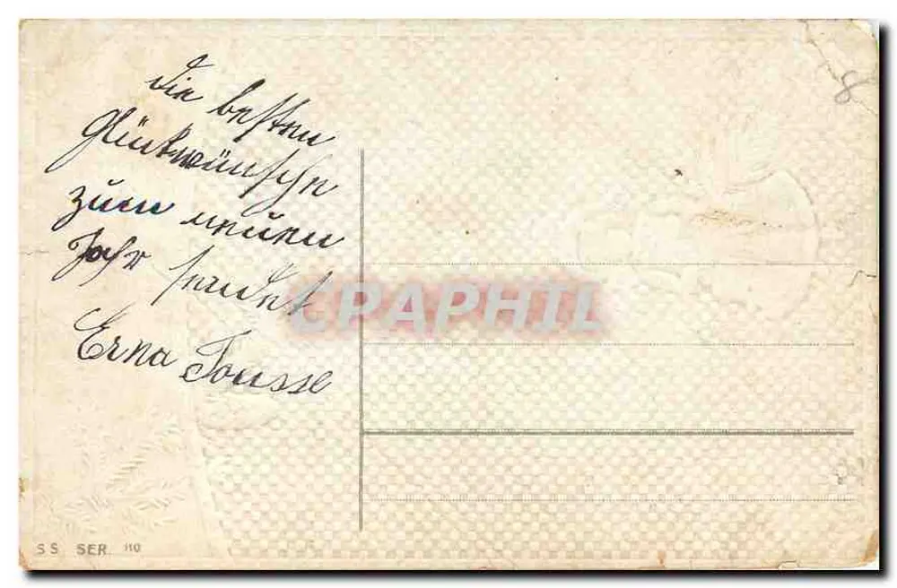 Fille en robe rose — scène hivernale avec sapin — éditeur S.S. SER. 110 - Verso