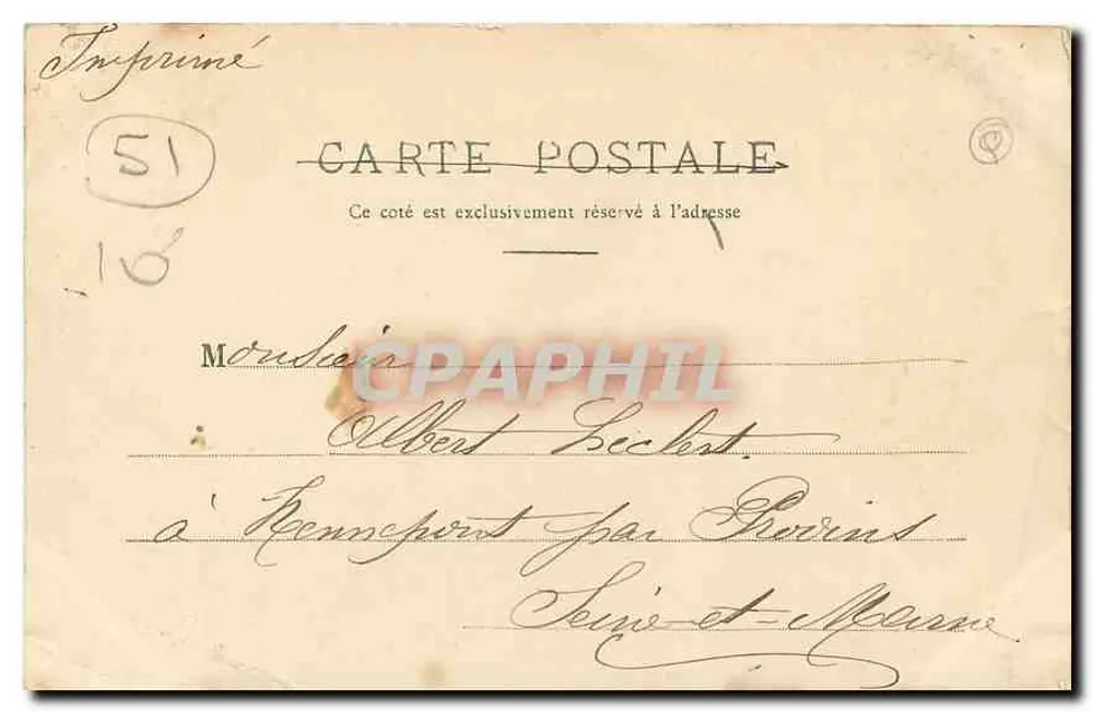 Reims - Igreja de Santa Geneviève, interior — Editor V. Albert, n° 17 - Verso