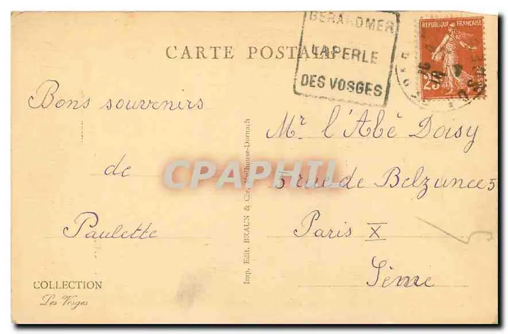 Os Vosges pitorescos — Floresta de pinheiros — n° 5219 - Verso
