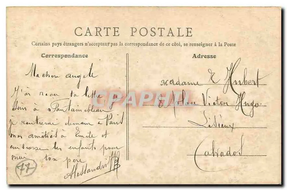 Fontainebleau (S.-et-M.) — Flügel der Minister — B.F., Paris, n°52 - Rückseite