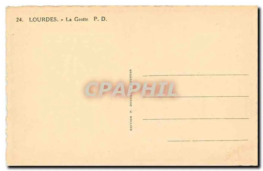 Lourdes — A Grotte — Edição P. Doucet - Verso