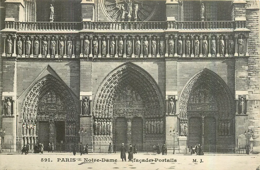 Paris — Notre-Dame (fachada Portais) — M.J. n°591 - Frente