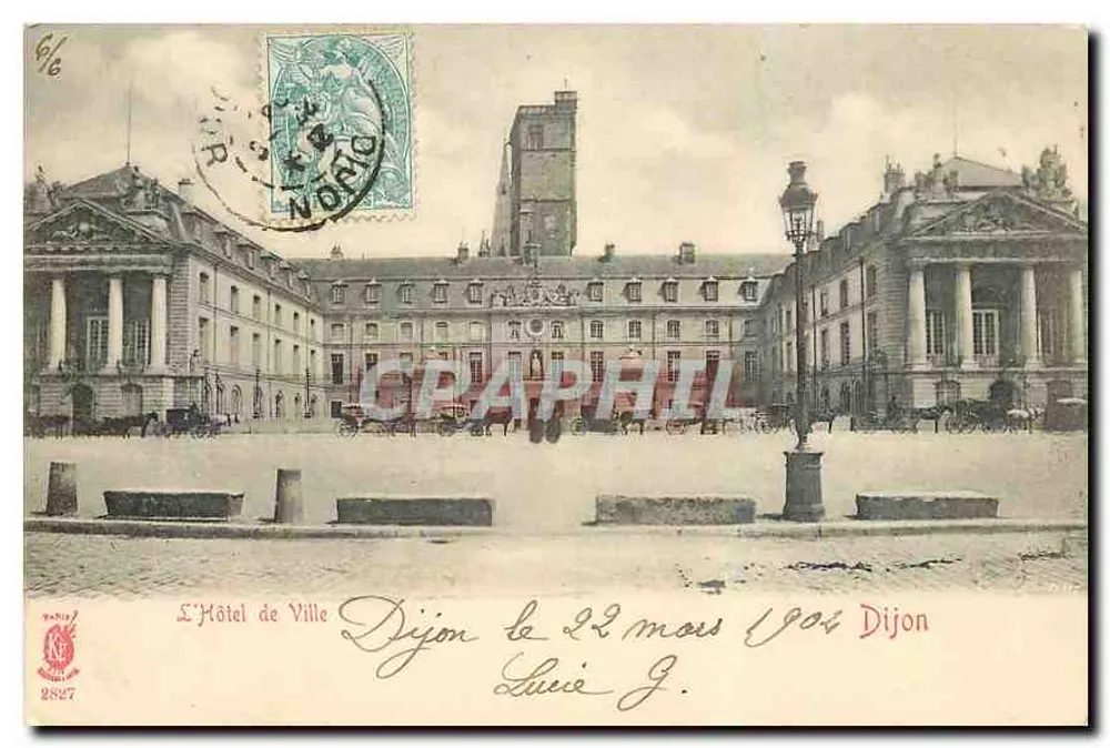 O Hotel de Ville — Dijon — editor Paris, n° 2827 - Frente