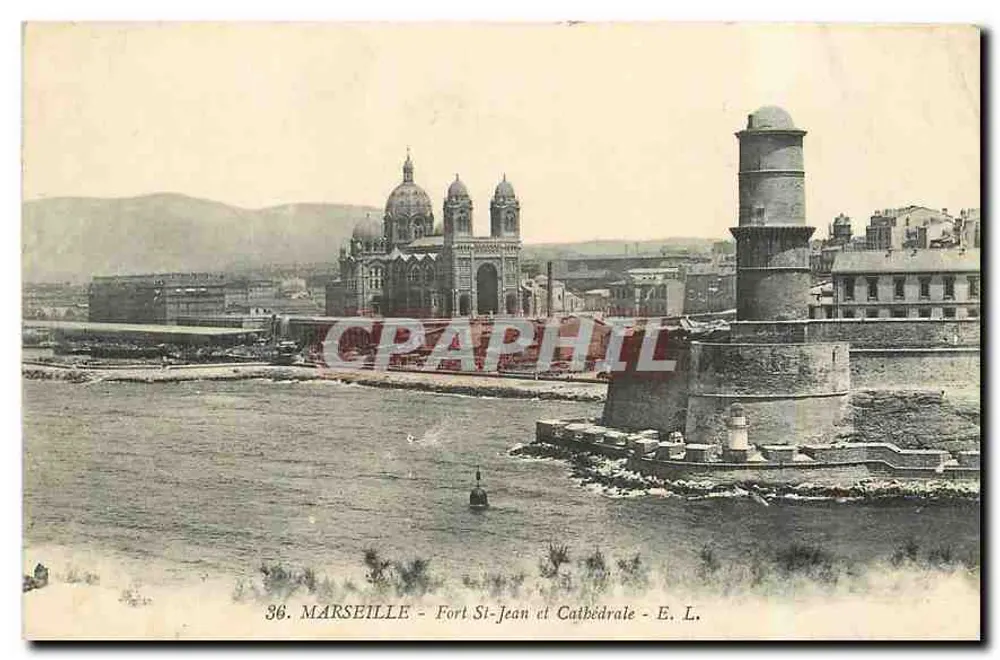 Marseille - Fort Saint-Jean et Cathédrale - E. L. n°36 - Recto