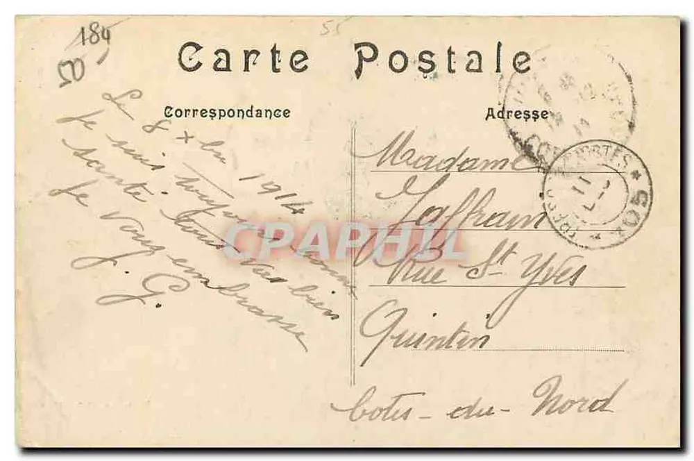 Schlacht an der Marne (6. bis 12. September 1914) — Laheycourt — Rathaus — Telegraphisten, die die Leitungen wiederherstellen — A. Pünler, Foto von CH. St-Dizier - Rückseite