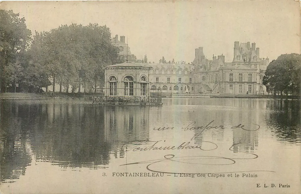 Fontainebleau — Der Karpfenteich und das Schloss — E. L. D. Paris n°3 - Vorderseite