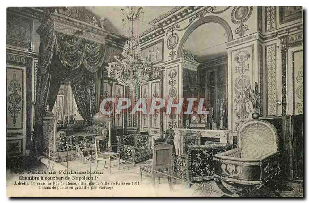 Schlafzimmer von Napoleon I. — Schloss Fontainebleau — Verlag Sauvage, Nr. 26 - Vorderseite