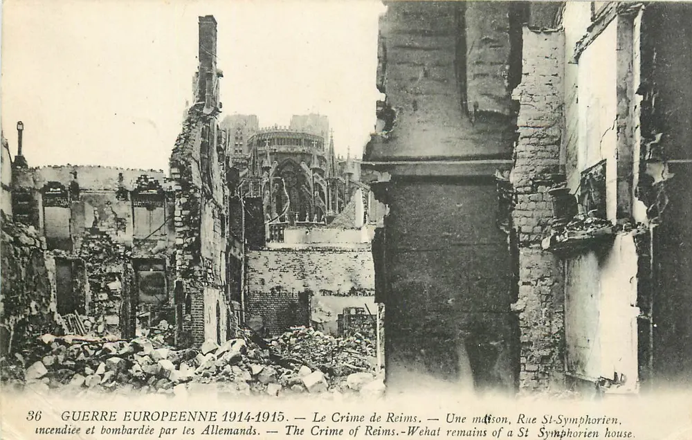 Reims — Ruinen der Rue St-Symphorien nach dem Ersten Weltkrieg — Ansichtskarte Nr. 36 - Vorderseite