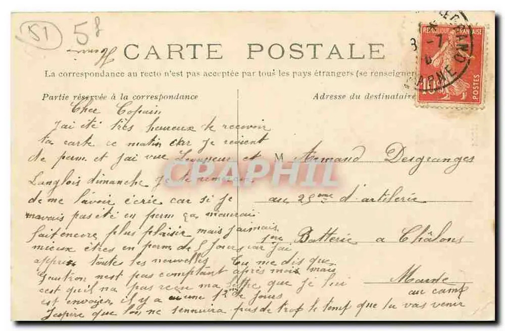 Reims — A Catedral — Editor não identificado, n° de série 61 - Verso