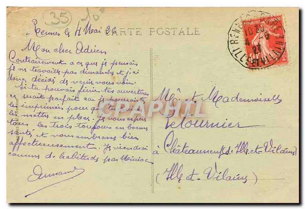 Rennes - Rathaus - Saal der Feierlichkeiten — anonymer Verleger, Nr. 4431 - Rückseite