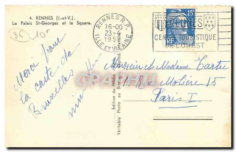 Palais Saint-Georges und der Square — Rennes (Il-et-V.) — Édition Photo du Bréon - Rückseite