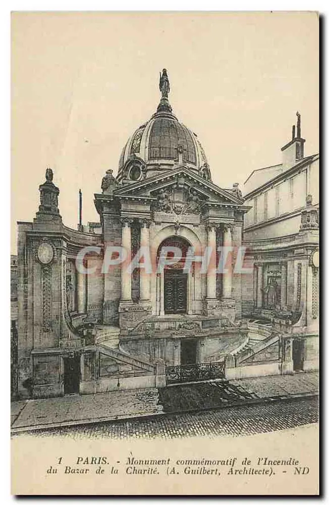 Paris - Gedenkmonument des Brandes am Bazar de la Charité - (A. Guilbert, Architekt) - Vorderseite