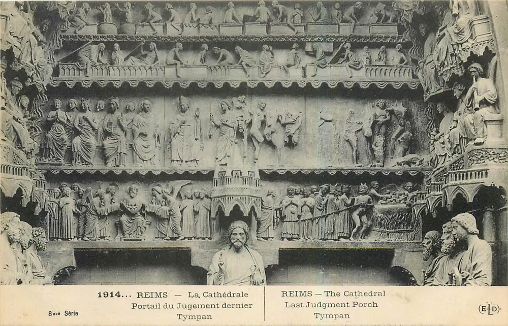 Reims — Die Kathedrale — Portal des Letzten Gerichts Tympan — Verlag ELD, 8. Serie - Vorderseite