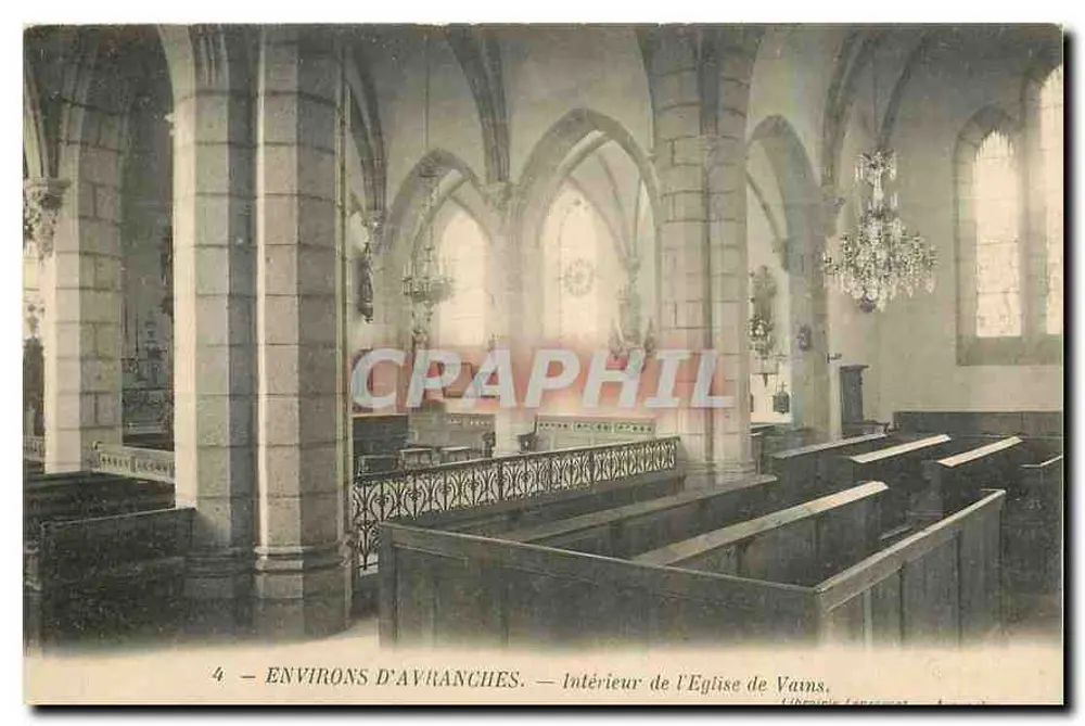 Intérieur de l'Église de Vains — Environs d'Avranches — Librairie Léonard - Recto