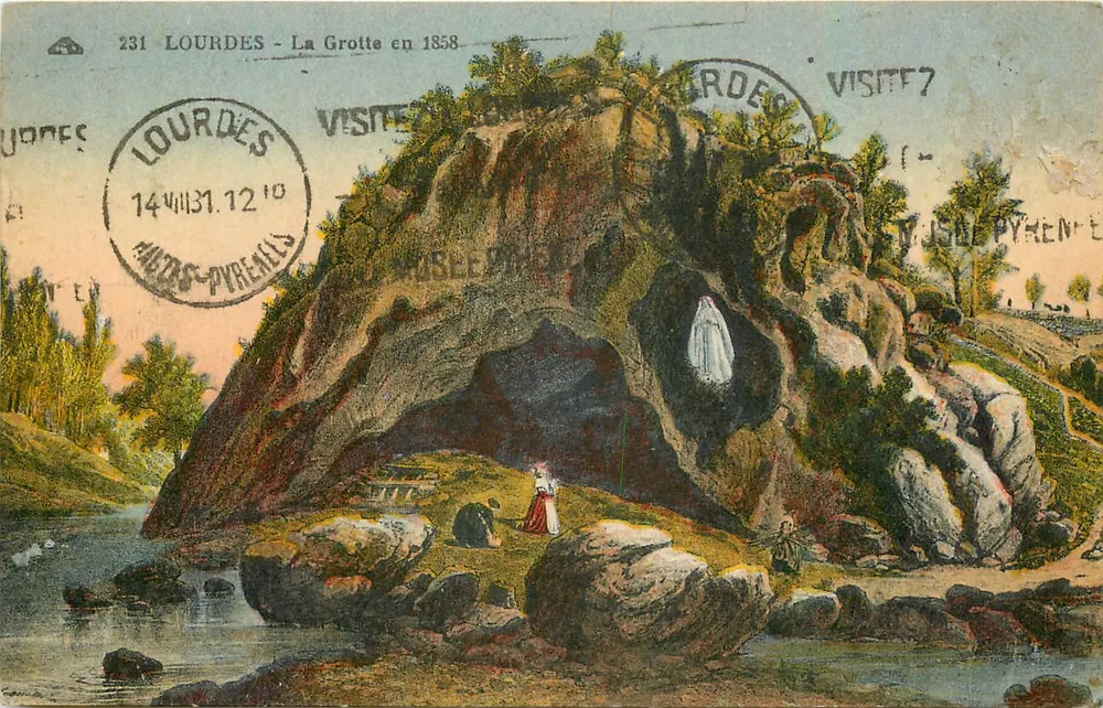 Lourdes - A Gruta em 1858 — Bilhete postal antigo n°231, editada pelos 'Albums des Arts Photographiques' - Frente
