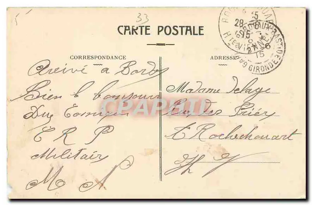 Bordeaux — La Tour Saint-Michel — A.H. - 10 - Verso