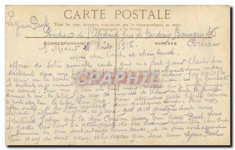 Bordeaux - Igreja de Santa Cruz — L.V.4.C.0 - Verso