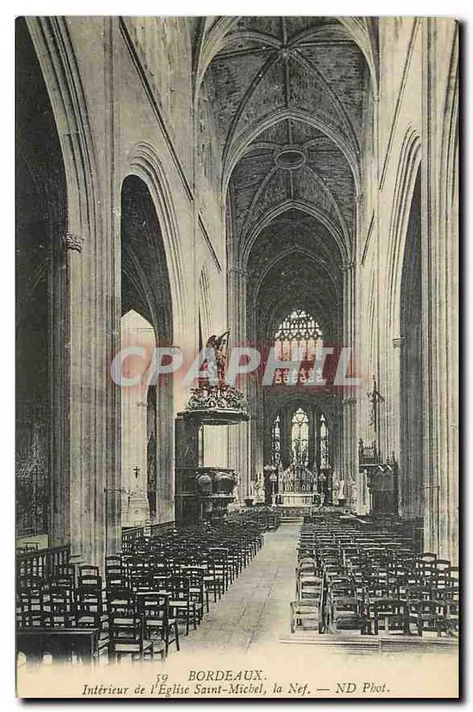 Bordeaux — Intérieur de l'Église Saint-Michel, la Nef — ND Phot. - Recto