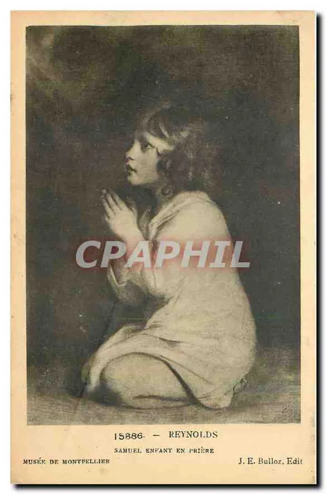 Samuel criança em oração — obra de Reynolds — J. E. Bulloz, Edit. - Frente