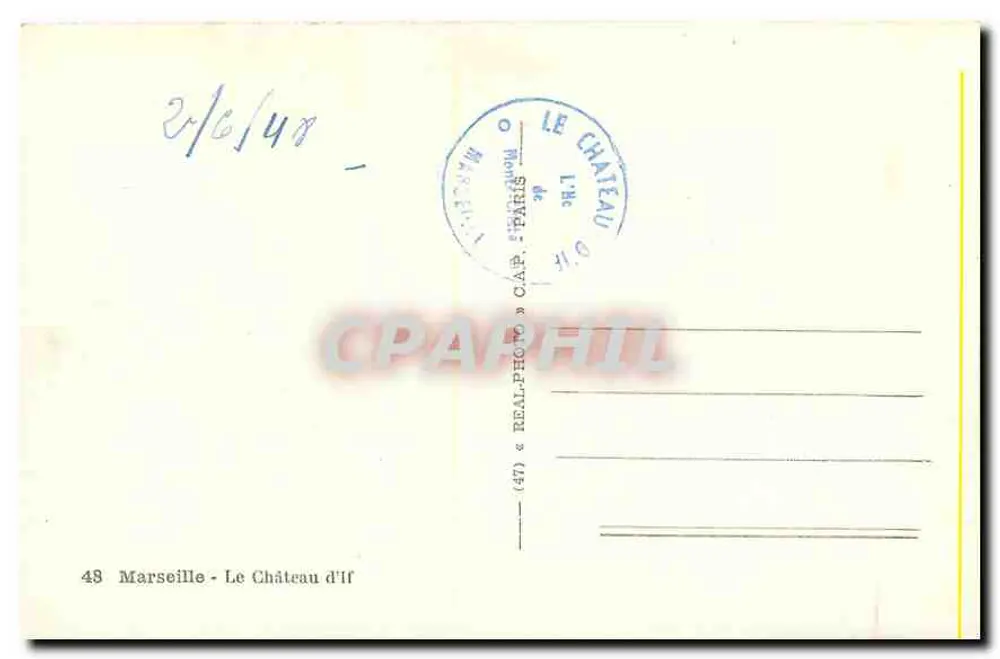 O Castelo de If — Cabo de If — editor REAL-PHOTO, n°48 - Verso