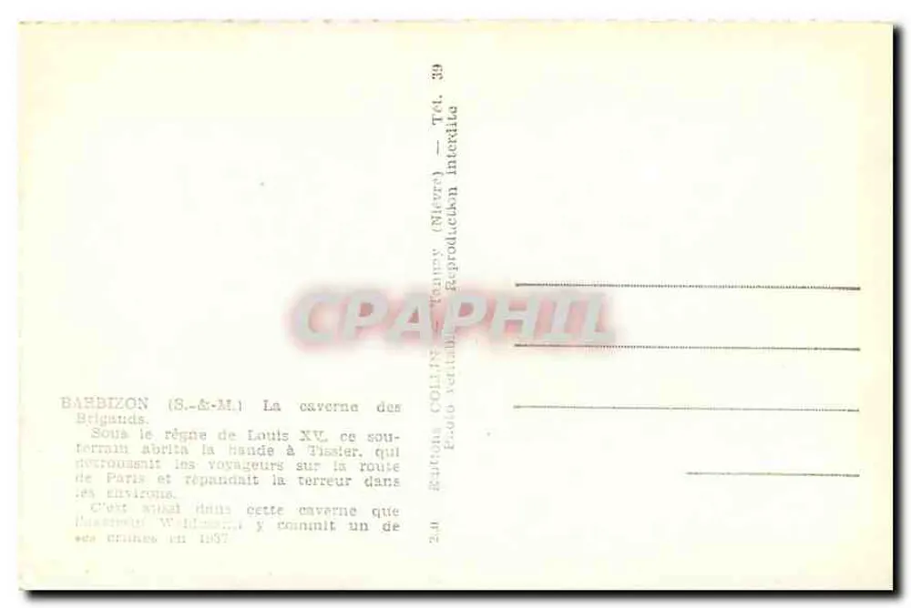 Barbizon (S.-&-M.) — La grotta dei Briganti — Edizioni Collin, n°39 - Verso
