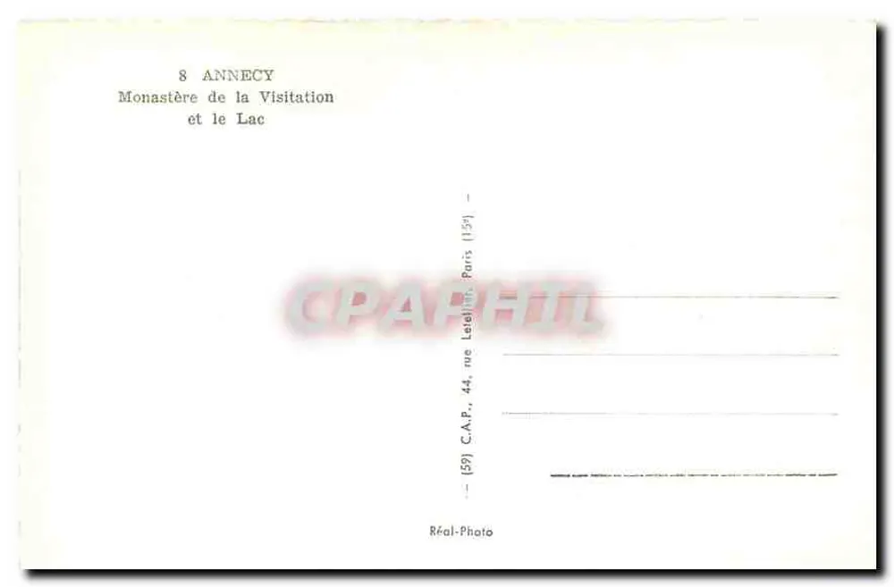Annecy — Monastère de la Visitation et le Lac — C.A.P. Paris - Verso