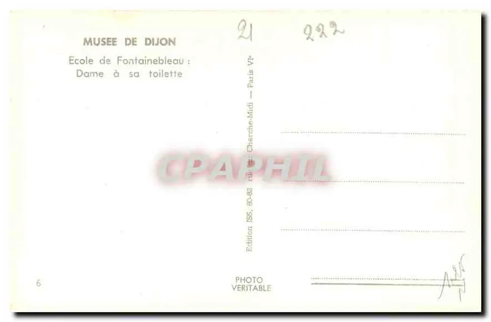 Dame beim Ankleiden — Schule von Fontainebleau — Edition ISS, 80-88, rue Cherche-Midi — Paris - Rückseite