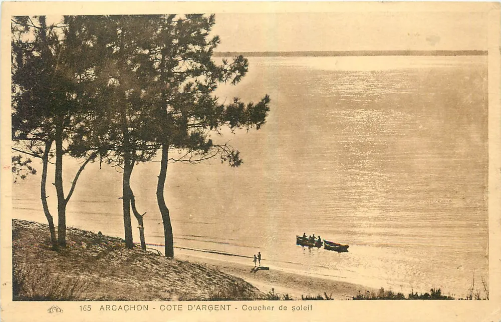 Arcachon - Côte d'Argent - Pôr do sol — Editor: A. Albin (n° 165) - Frente