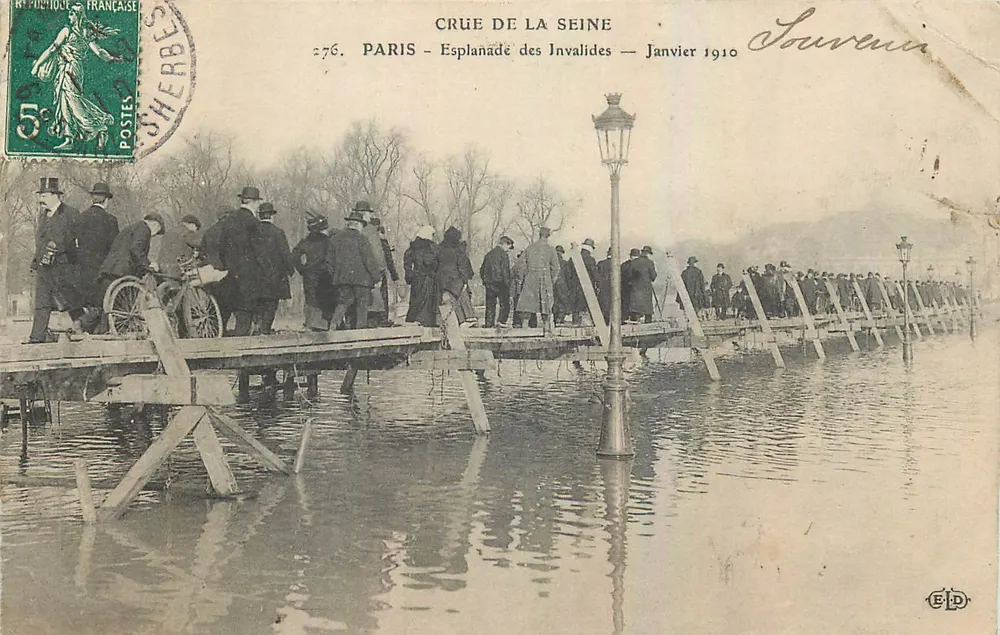 Crue de la Seine — Esplanade des Invalides — Janvier 1910 — Sauvanna - Vorderseite