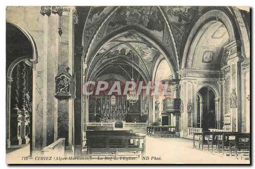 Cimiez (Alpes-Maritimes) — La Nef de l'Église — ND Phol. n°715 - Recto