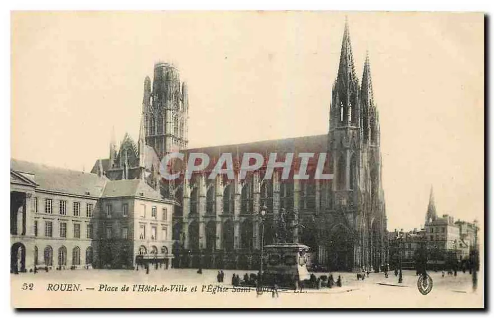 Rouen — Place de l'Hôtel-de-Ville und die Kirche Saint-Étienne - Vorderseite