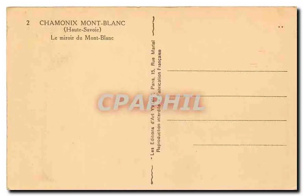 Chamonix Mont-Blanc — Der Spiegel des Mont-Blanc — Les Éditions d'Art Yvon, Paris - Rückseite