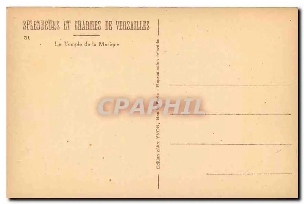 Der Tempel der Musik — Versailles — Édition d'Art YVON - Rückseite