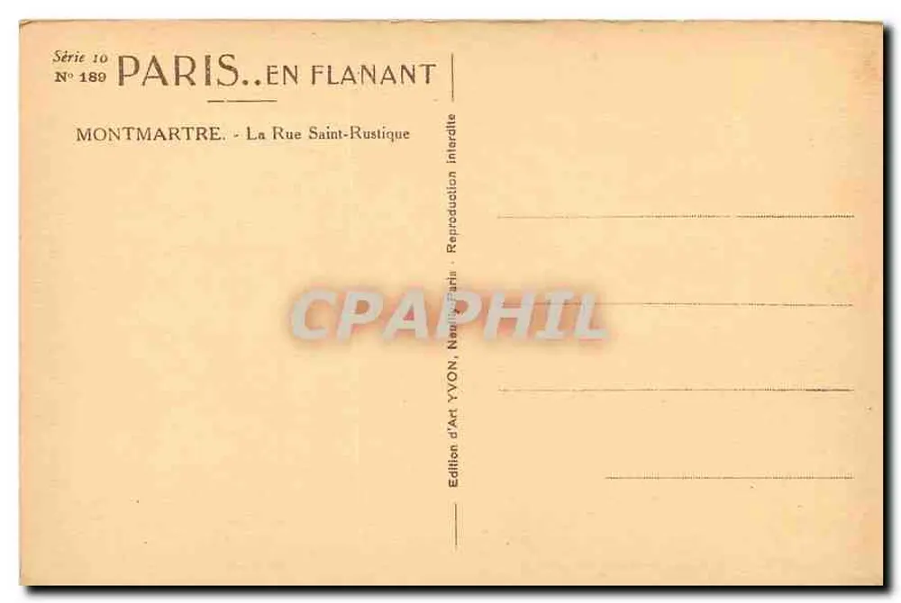 Rua dos Saules — Montmartre — Edição de Arte YVON - Verso